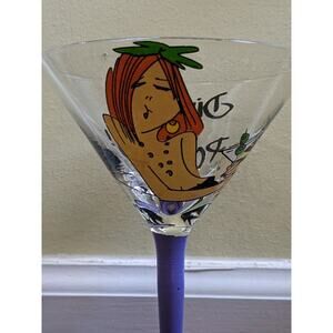 TUMBLEWEED POTTERY Dinner Is Poured MARTINI GLASS EMERSON Cute Whimsical Cartoon